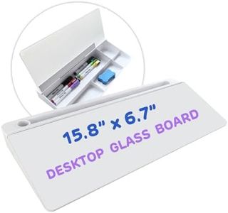 Whiteboard for Desk, Dry Erase Glass White Board with Storage Box - Computer Keyboard Stand White Board, Desk Organizers with Accessories