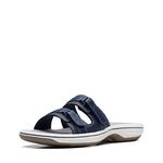 Clarks Women's Breeze Piper Slide Sandal, Navy Synthetic, 5.5 UK