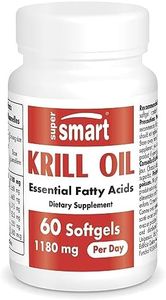 Huile de Krill 1180 mg/jour - Favorise une Pression Sanguine Normale - Naturellement Riche en Oméga 3 (EPA et DHA), en Antioxydants et en Phospholipides - Supersmart