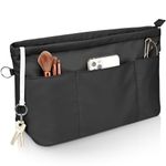 Eurhomewit Bag Organiser Tote Bag Organiser Insert Handbag Nylon Multi Pocket Tote Organiser Bag (Black, M