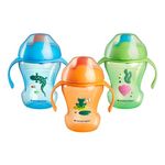 Tommee Tippee Sippy Trainer Cups with Handles, 7 Months+, 8oz, Water Bottle for Toddlers, Spill-Proof, BPA Free, Pack of 3, Blue, Orange and Green