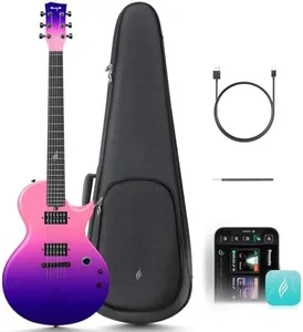 Enya Electric Guitar Nova Go Sonic Smart Electric Carbon Fiber Guitarra with 10W Wireless Speaker, Onboard Presets, All-in-One Portable Rig for Street Performers & Home Studios, Cosmic Purple