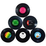 6 Pcs Coaster Housewarming Gifts Coasters Set Record Coasters Vinyl Record Coasters Retro Vinyl Record Mats Placemats Cold Hot Drinks Anti-Skid Tabletop Protection Prevents Slipping 4.1 Inch Coasters