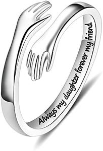Yesteel Daughter Gifts from Mom Daughter Ring, Daughter Hand Love Hug Rings Daughter in Law Gifts Jewelry Birthday Mothers Day Valentines Gifts for Daughter