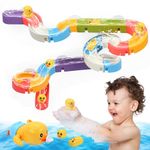 CUTE STONE Baby Bath Toys for Toddlers, Water Slide Building Track W/ Wind-Up Duck, Bathtub Toys for Kids, Water Pool Toys Gift for Boys Girls