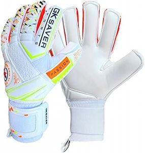 GK Saver Football Goalkeeper Gloves Passion PS04 Flat Cut Professional Goalie Gloves Size 6 to 11 Removable Savefingers Gloves (NO Savefingers, Size 9)