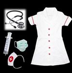 fancydressworld Nurse Dress-Up Kit for Kids (Nurse Dress, Surgical Mask, Injection, Nurse Headband, Stethoscope) (5-6 Years)