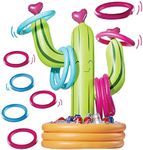 Prextex 2-in-1 Inflatable Cactus Ring Toss & Water Bottle Party Cooler | Swimming Pool Cooler Party Decorations & Games - Baby, Kid, Adult Fiesta Pool Floats, Easter Basket Stuffers & Cactus Pool Toys