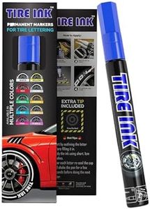 Tire Ink Color Tire Paint Pen - Waterproof Permanent Paint Pens for Car Wheels Lettering | Car Wash Safe and Durable | Made in Japan (Blue, 1 Pen)