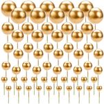 60pcs Gold Round Ball Cake Toppers - Elegant Gold Balls for Cake Decorating, Perfect for Birthdays, Weddings, and Party Supplies, Versatile Dessert Decoration