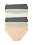 Felina Organic Cotton Bikini Underwear for Women - Bikini Panties for Women, Seamless Panties for Women (6-Pack), Shades of Granite, Large