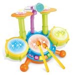 Cozybuy Kids Drum Kit, Toddler Drum Kit 1-3 with 2 Drumsticks, Flash Light and Adjustable Microphone, Birthday Gifts for Boys Girls 1-6 Years Old