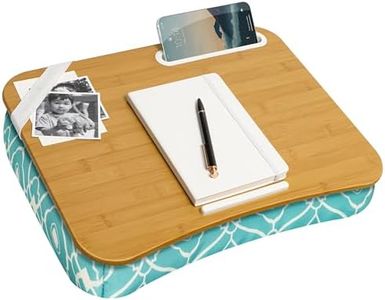 LAPGEAR Designer Lap Desk with Phone Holder and Device Ledge - Aqua Trellis - Fits up to 15.6 Inch Laptops - Style No. 45422