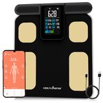 HealthSense Full Body Composition Monitor | 8 Electrode BMI Weight Machine for Body Weight | Digital Fat Analyzer Machine with USB Rechargeable, 28 Essential Measurement & 1 Year Warranty – BS 200