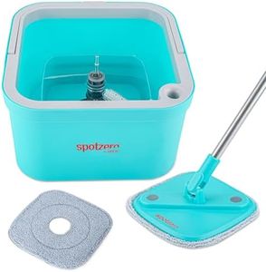 Spotzero By Milton Fresh Flow Square with Bucket 3 L, Flexible Kitchen tap Flat Squeeze Mop Bucket System Cleaning Supplies, Mop Head,Pocha for Floor Cleaning with 2 Reusable Pads Clean