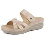 firelli Women Orthopedic Slide Sandals Lady Orthotic Comfortable Walking Sandals with Arch Support (8,Beige)