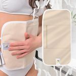 Castor Oil Wrap Organic Cotton - Reusable Adjustable Organic Castor Oil Pack Wrap with Durable Lightweight Straps and Anti Leak Outer Layer - Stomach Wrap for Castor Oil Detox & Wellness (Beige)