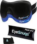 Contoured Sleep Mask 2-Pack Luxury Eye Masks w/ Comfortable Ear Plugs Carry Bag