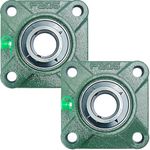 2 Pack UCF205-16 Pillow Block Bearing - Square Flange Mounted Pillow Block Bearings - Bearing Steel Bearings with 1" Bore - Self Alignment, Solid Cast Iron Base