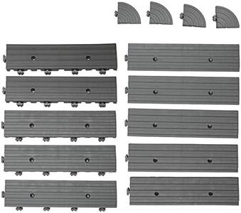 RevTime Heavy Duty Interlocking Deck Tile 10 Pcs Edge & 4 Pcs Corner - Gray