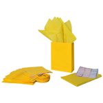 Suffix Retail ® - (Pack of 20) Yellow Colored Paper Bags for Return Gifts with Gift Tissue Paper | Return Gift Bags for Kids Birthday | Gift Bags Medium Size(12X8.7X3 inches)