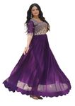 Fashion Basket Purple Georgette Anarkali Dress with Embroidery Work for Women (in, Alpha, XL, Regular, Purple)