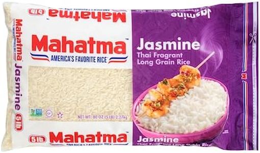 Mahatma Jasmine Rice, 5lb Bag of Rice, Thai, Indian, or Cambodian Fragrant Flavored Rice, Stovetop or Microwave Rice