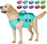 Petglad Dog Life Jacket, Reflective Dog Harness Life Vest with Rescue Handle for Swimming Boating, Adjustable High Buoyancy Flotation Swim Vest for Small Meium Large Dogs - Pine Green, XL
