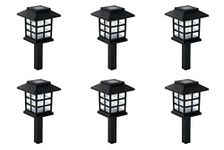Garden Mile Solar Lights Outdoor Garden Oriental Lanterns Black Light - Weatherproof Solar Powered White LED Border Stake Solar Lights for Patio, Pathway Lighting - Set of 6