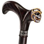 Handmade Skull Walking Cane for Men and Women - Cool Gothic Cane - Stylish Wooden Walking Stick (Skull with Snakes)