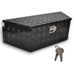 GESEXI 39 Inch Aluminum Trailer Tongue Toolbox,Waterproof utility trailer tool box，RV Trailer, ATV with Lock & Keys, Black(39"x16.5"x12")