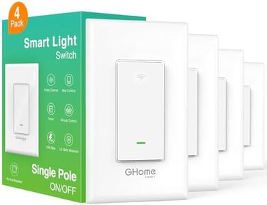 GHome Smart Switch,Smart Wi-Fi Light Switch Compatible with Alexa and Google Assistant 2.4Ghz, Single-Pole,Neutral Wire Required,UL Certified,Remote/Voice Control, No Hub Required (4 Pack)