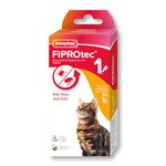 Beaphar | FIPROtec Spot-On for Cats | Kills Fleas & Ticks | Vet Strength Treatment | Easy to Apply | Suitable for Cats & Kittens from 8 Weeks of Age, Weighing More Than 1kg | 1 Pipette