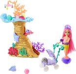 Barbie Mermaid Power Doll & Playset, Chelsea Mermaid Doll with 4 Sea Animal Pets, Coral Reef Play Area, Stroller & Accessories