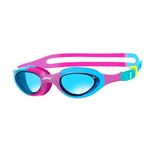 Zoggs Super Seal Kids Swimming Goggles, UV Protection Swim Goggles, Quick Adjust Split Yoke Comfort Strap, Fog Free Clear Swim Goggle Lenses, Zoggs Goggles kids 6-14 years, Pink/Pink/Blue