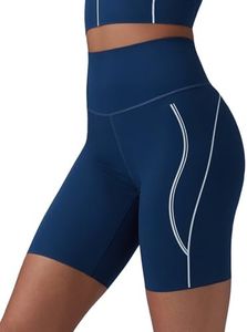 BALEAF Freeleaf Broadway Shorts for Women Biker Dance Yoga Workout Gym Runningl, High Waist Tummy Control Short Pants with Pockets 8", Navy Blue M