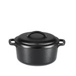 Amazon Basics Pre-Seasoned Cast Iron Mini Dutch Oven Pot with Lid and Dual Handles, 2-Quart, Black