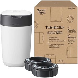 Tommee Tippee Poubelle à couches Twist & Click, Pack Exclusif avec x2 Recharges incluses, Protection anti-odeurs et anti-germes garantie, Grande capacité