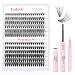 FADLASH DIY Lash Extension Kit Individual Lashes Cluster D Curl Eyelash Extension Kit with Lash Bond and Seal and Lash Applicator Tool for Self Application at Home (30D+40D-0.07D-8-16MIX KIT)