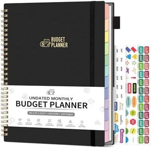 Budget Planner - Monthly Budget Book for Daily Expense Tracking, Business, Debt, Savings, B5 (7.3" x 10.15") Undated Financial Planner with Colorful Tabs Manages Your Money Effectively, Black