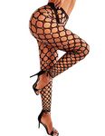 RSLOVE Womens High Waist Tights Fishnet Stockings Sparkly Rhinestone Thigh High Pantyhose With Bling Crystals Black