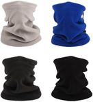 Lezevn 4 Packs Kids Neck Warmer Winter Windproof Fleece Neck Gaiter Snood Scarf Headwear for Outdoor Sports (Multicolor)