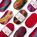 Wool Wonders Variegated Self-Striping Worsted Weight Yarn #4, Woolen Yarn for Scarves, Blanket, Granny Squares and Garments, 8-Skeins Bulk Size, 800g/1280yds (Red Pack)