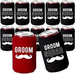 Your Dream Party Shop Groom and Grooms Squad Bachelor Party Can Coolers, Set of 12 Beer Can Coolies, Perfect Bachelor Party Decorations and as Grooms Men Gifts (Red)