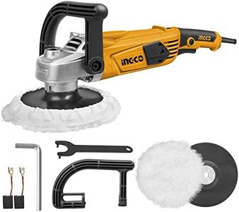 Ingco Angle Polisher Polisher, 180mm Diameter Variable Speed, 1400W | 900-3800RPM, Rotary Car Buffer Polisher Waxer, Detachable Handle Perfect for Boat,Car Polishing and Waxing