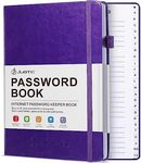 JUBTIC Password Book with Individual Alphabetical Tabs, 7"x10" Internet Password Keeper Book for Seniors, Password Notebook and Organizer/Notes Section,Purple