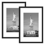 ENJOYBASICS 11x17 Picture Frame Black Poster Frame,Display Pictures 8x12 with Mat or 11x17 Without Mat,Wall Gallery Photo Frames,2 Pack