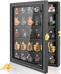 Minifigure Display Case, Miniature Display Case for Lego Small Objects Collectibles Display, Mini Figure Display Case/Cabinet Wall Mount with Glass Door Lockable, 5 Rows (Black) 14" H x 11" W