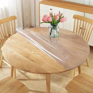 1.5mm Thick 42 Inch Dia Crystal Clear Round Table Top Protector Plastic Cover Circle Tablecloth for Coffee Dining Conference Tabletop Wipeable Protective Office Desk Side Beside Vinyl Table Pad Mat