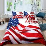 Homemissing American Duvet Cover United States Bedding Set for Kids Boys Girls Usa Federations Stars Comforter Cover Blue White Red Bedding & Linen with 2 Pillowcases 3Pcs Bedding Double